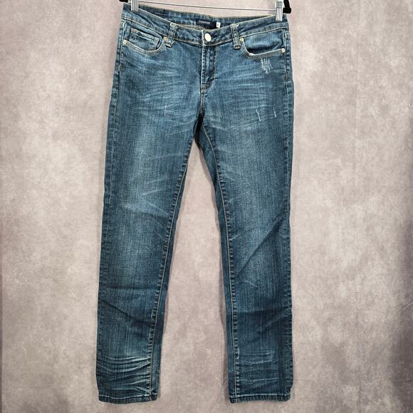 Vigoss Blue Skinny Distress Tapered Cotton Denim Jeans 9 - Picture 1 of 8